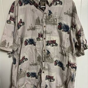 Men's Beige Tractor Print Shirt